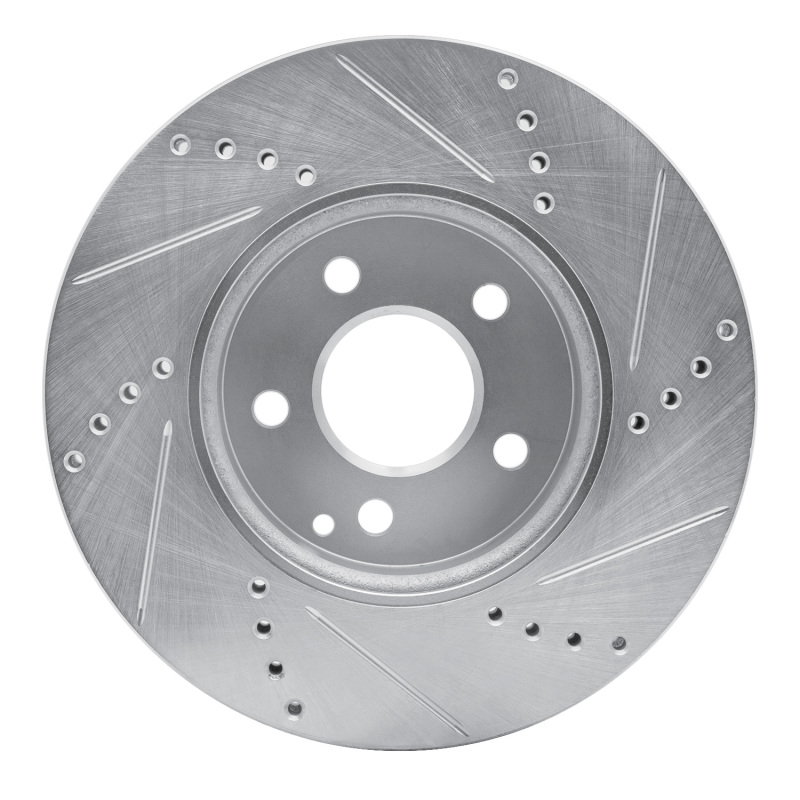 Mercedes-Benz E320 Brake Rotor (1) - Front Left - R1 Concepts - Drilled & Slotted - Silver - `03-`09